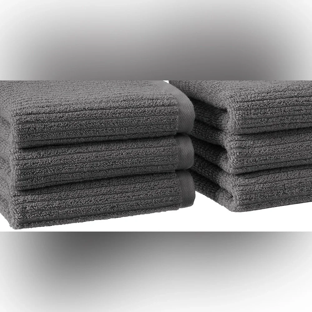 Amazon Aware 100% Organic Cotton Plush Washcloths, 6-Pack, Dark Gray Pack Of 6)